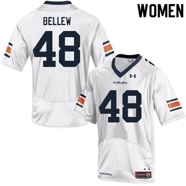 Women #48 John Reese Bellew Auburn Tigers College Football Jerseys Sale-White - Click Image to Close